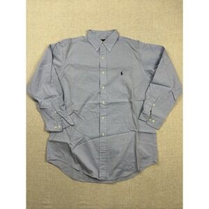 Polo Ralph Lauren Mens Long Sleveve Button Up Dress Shirt Size 16 Large / L Blue